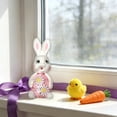 thumbnail image 3 of Pink Easter Season Bunny Figurine With Flower Details Constructed From Durable Foam Material For Long-Term Use, 3 of 7