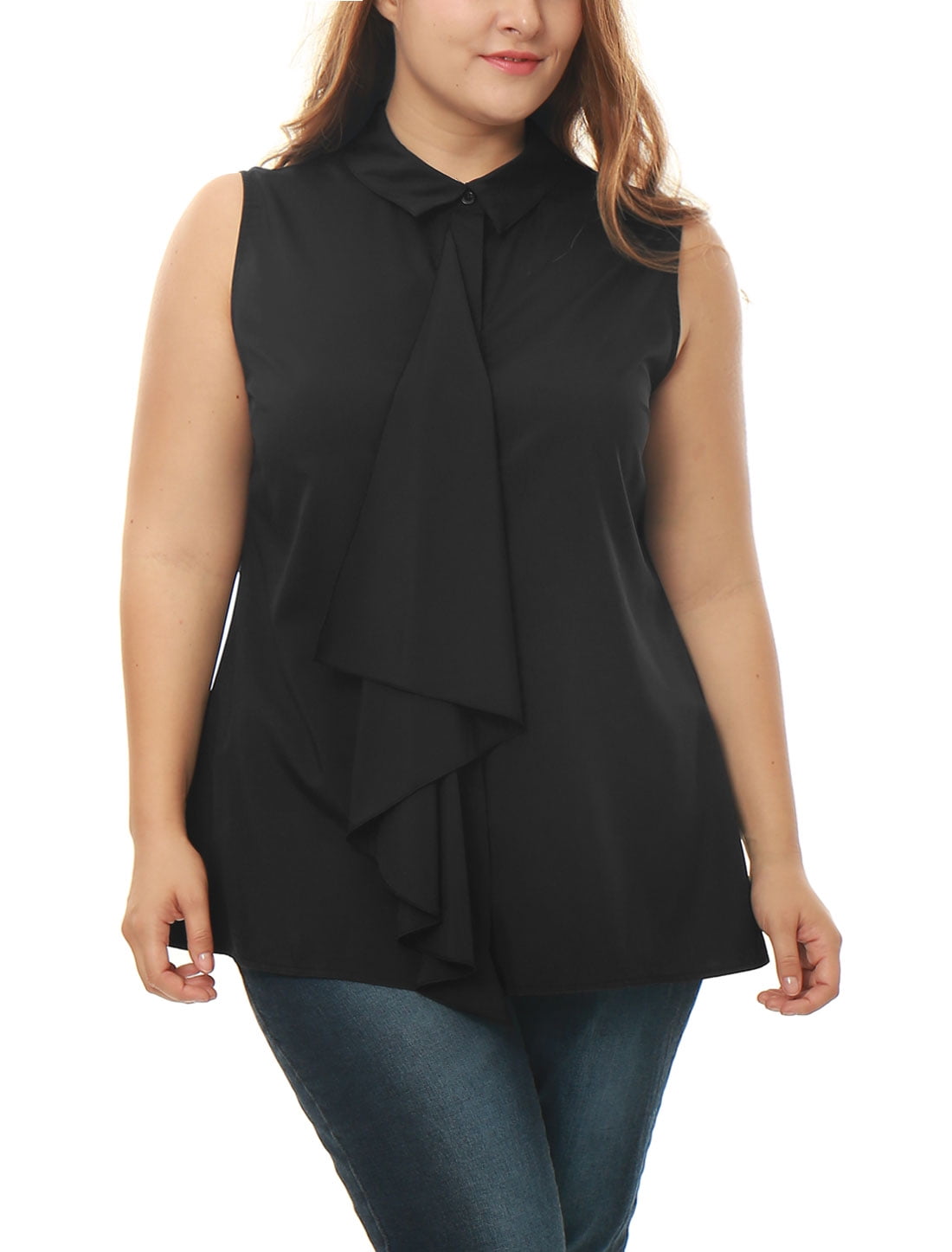 ruffle front sleeveless top