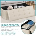 thumbnail image 4 of SuperDeal 30" Storage Ottoman Bench Folding Footrest Stool Sponge Padded Seat W/Lid White, 4 of 10
