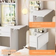 thumbnail image 4 of Montary MDF Vanity Desk w/ Foldable LED Mirror - 2 Drawers & Stool for Teens/Adults, Bedroom (White, 18"W), 4 of 8
