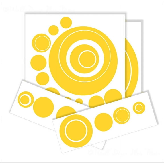 Wall Vinyl Sticker Decal Circles and Rings, Yellow, 25-Piece