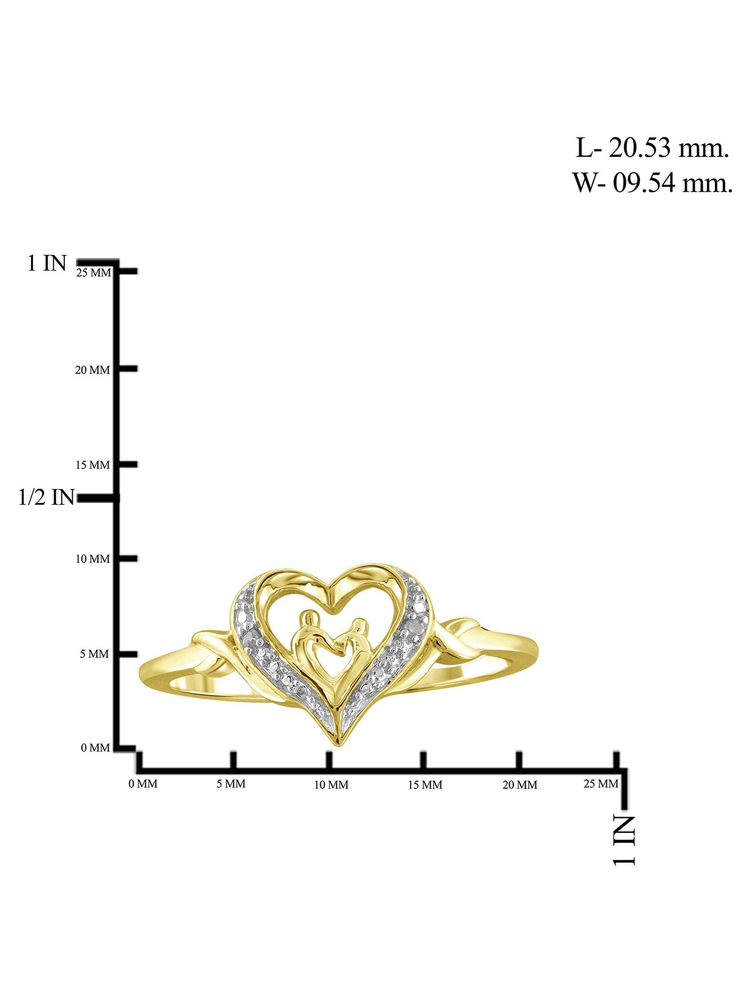 JewelersClub Mom Ring 14K Gold Plated Silver Ring for Women – White Diamonds Accents Mother Daughter Ring – Mothers Day Gifts Rings for Women
