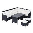 thumbnail image 2 of 6pcs Outdoor Rattan Sofa Set Garden Wicker Sectional Couch Furniture Set with Dining Table and Chair White, 2 of 7