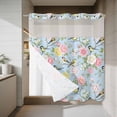 thumbnail image 4 of Spring No Hook Shower Curtain with Snap in Liner Blue Traditional Flowers Birds Branches Ethnic Style Waterproof Bathroom Shower Curtain with See Through Top Window for Bathtub 72" x 78", 4 of 9
