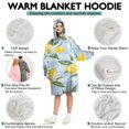 thumbnail image 5 of Yellow Lemon Fruit Flowers BlueWhite Pattern Wearable Oversized Blanket,Wearable Blanket Hoodie for Adults,Cozy Hooded Blankets with Super Pockets,Super Warm Fuzzy Pullover for Women & Men, 5 of 6