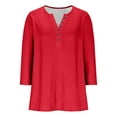 thumbnail image 4 of Maplenight Women's Shirts 3/4 Sleeve Button V Neck Pullover Blouses Summer Fall Knit Henley Loose Fit Basic Tops for Women, 4 of 9
