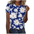 thumbnail image 3 of Pompotops Femmes Oversize Été Casual Manches Courtes Col Rond Imprimé Manches Tops Chemisier en Vrac, 3 of 5