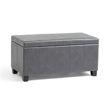 Dover 36 inch Wide Contemporary Storage Ottoman Bench in Stone Grey Vegan Leather