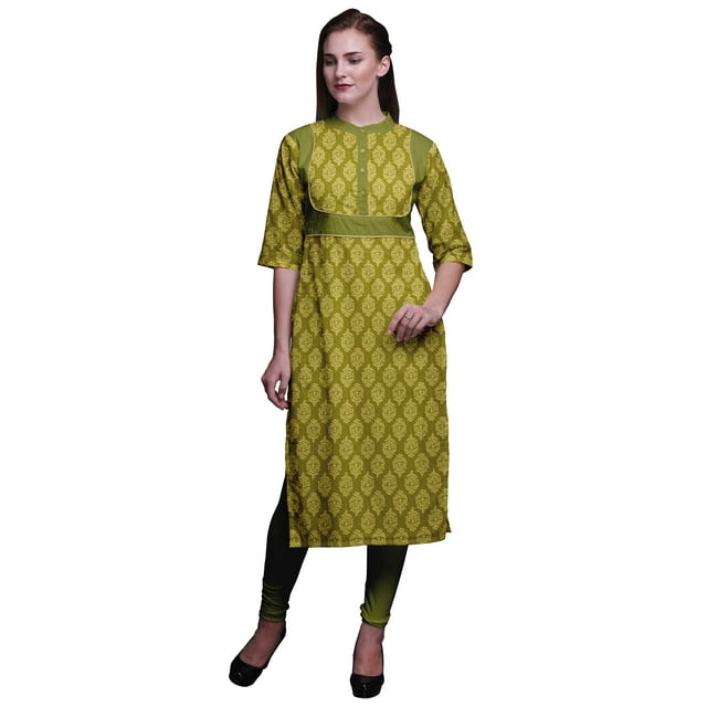 Bimba Robe Tunique Droite en Viscose Imprimée Style Santoon pour Femmes Vêtements Indiens