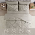 thumbnail image 4 of Bourina 3-Piece Full Size Comforter Set, Pleated Wrinkle-Resistant Microfiber Bedding, Beige,All-Season, 4 of 7