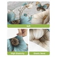 thumbnail image 4 of Teal Tulip Butterfly Bar Stool Covers Set of 6, Beige Turquoise Floral Farmhouse Blue Stretch Bar Chair Covers with Backs, Removable Pub Counter Height Chair Cover for Kitchen Dining Room Cafe, 4 of 7
