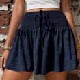thumbnail image 2 of Shorts for Women 2026 Summer Elastic High Waist Drawstring Smocked Wide Leg Flowy Casual Beach Shorts, 2 of 8