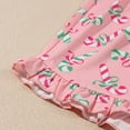 thumbnail image 5 of Christmas pajamas Women's Christmas Candy Cane Print Pajama Set With Ruffle And Lace 2 Piece Loungewear, 5 of 8