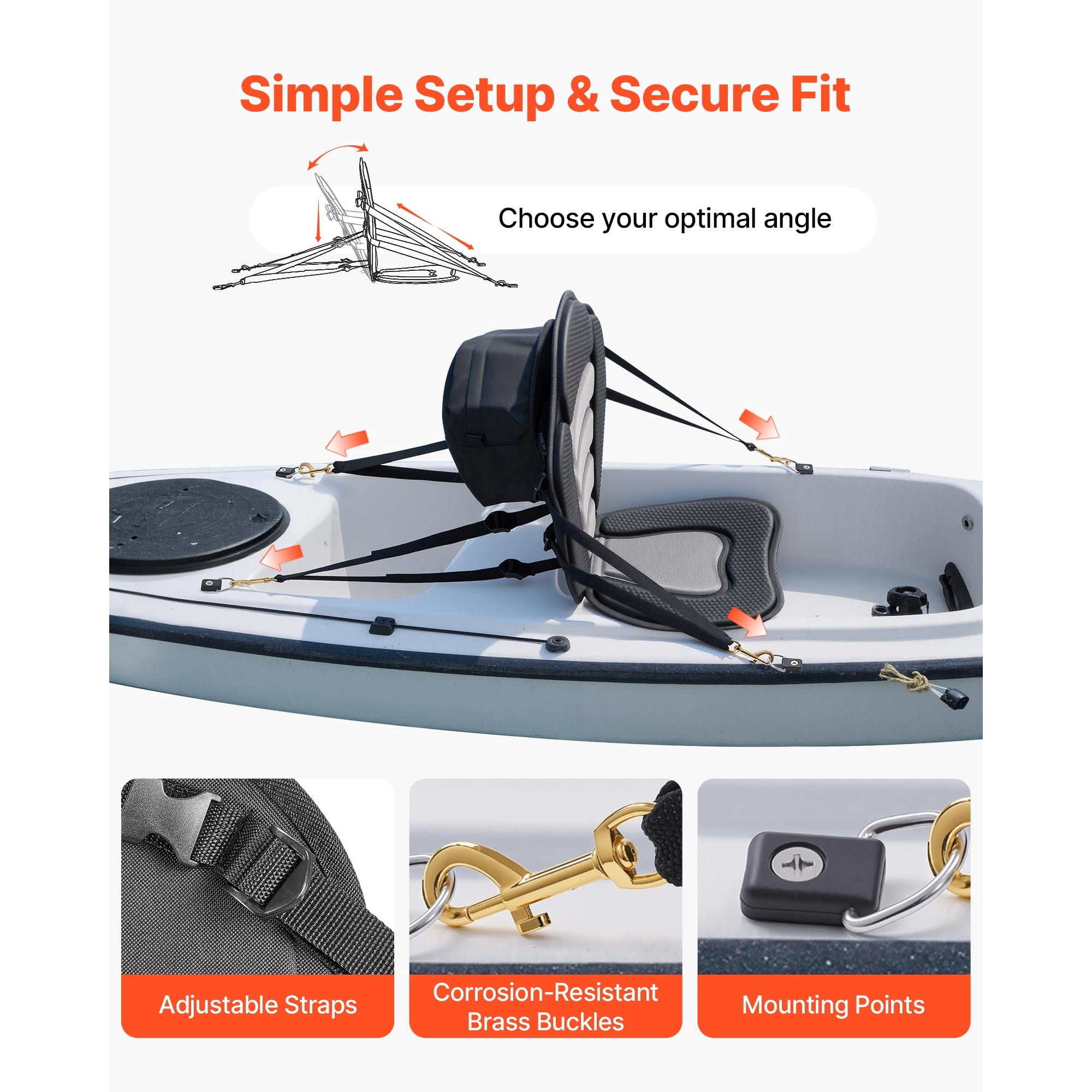 KFFKFF Kayak Seat, 2-Pack 0.5" Thick, Universal Paddle Board Seat with Backrest, Comfortable Padded Cushion Featuring Storage Bag & Adjustable Straps for SUP, Canoe, Fishing Boat,and Inflatable Kayak