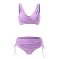 thumbnail image 3 of Tungbrin High Waisted Bikini Sets for Women 2 Piece Cross Front Wirefree Padded Tankini Swim Suits with Side Drawstring Bikini, 3 of 5