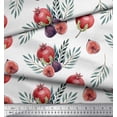 thumbnail image 3 of Soimoi White Poly Georgette Fabric Pomegranate & Fig Fruits Printed Craft Fabric by the Yard 52 Inch Wide, 3 of 3