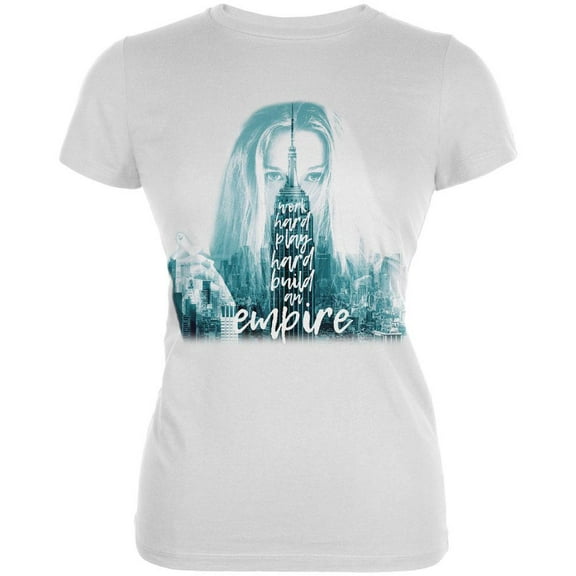City Skyline Girl Build an Empire Juniors Soft T Shirt White X-LG