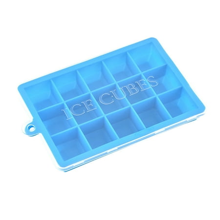 

15 Cavities Ice Cube Cake Mold DIY Silicone Ice Brick Mould with Lid for Ice Jelly Cupcake Fondant (Blue)