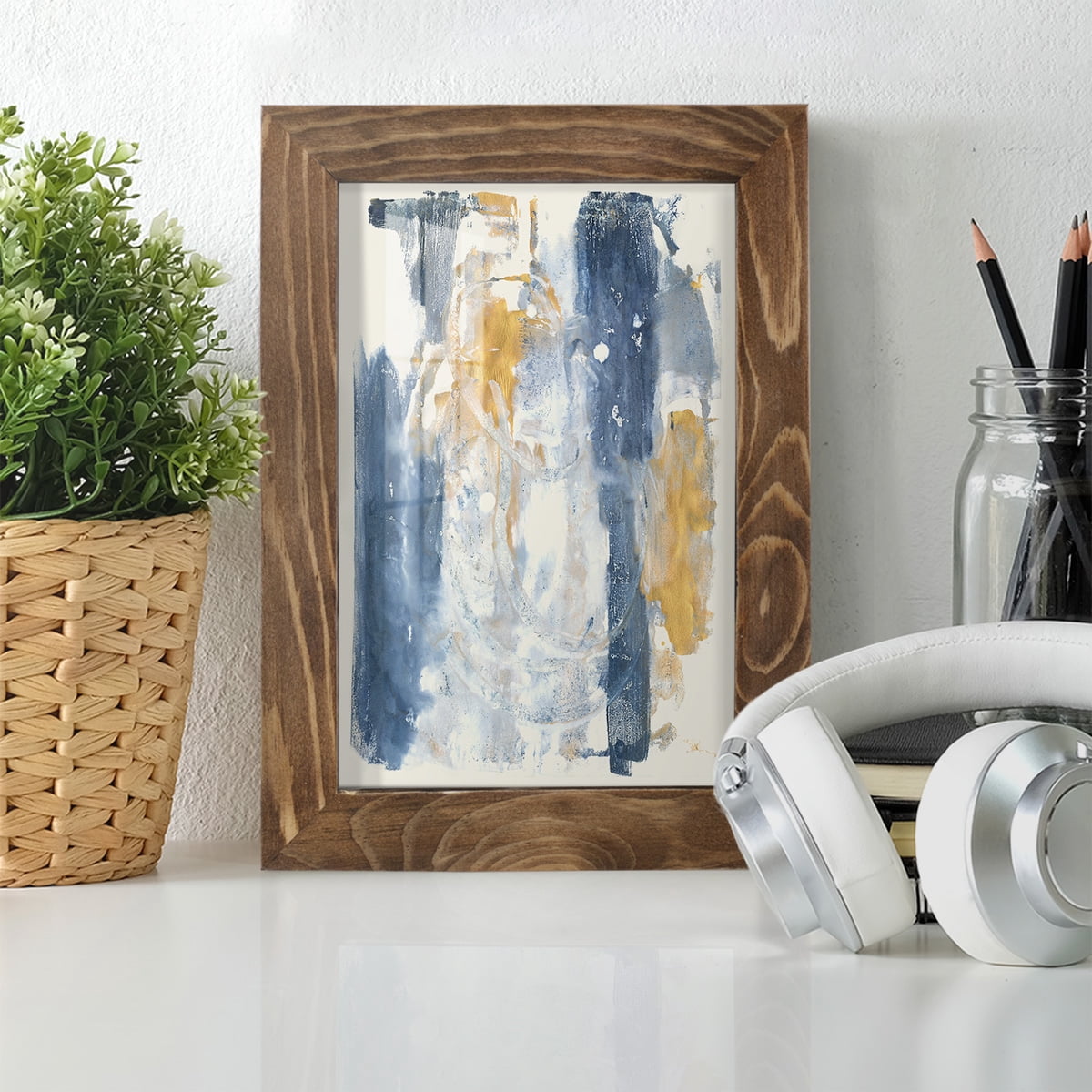 Circles & Dream II - Framed Print w/glass - Walnut