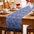 thumbnail image 5 of Blue Geometric Table Runner - 72 Inch Long Ombre Modern Abstract Art Cotton and Linen Blended Dress Scarves Farmhouse Table Runner for Kitchen Dining, Coffee Table, 13" x 72", 5 of 8