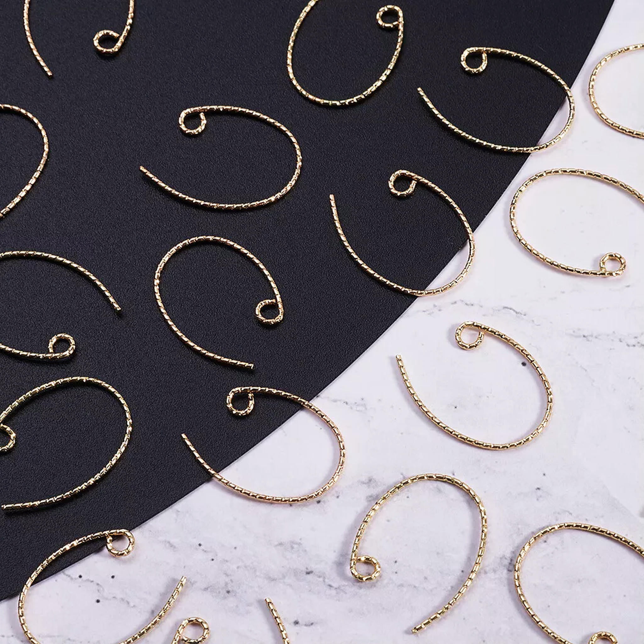 U8MO 100pcs Real 18K Gold Plated Brass Earring Hooks Dangle Earwire Loop 23x16.5mm