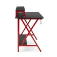 thumbnail image 4 of Linon Braxton Gaming Desk with Shelf and Multi-Color LED Lights, 47" W x 23.5" D, Black and Red Finish, 4 of 19