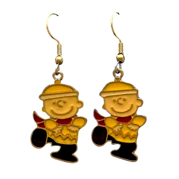 Charlie Brown Cartoon Earrings Happy Dance Charm Pendant French Wire