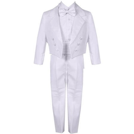 Rain Kids Baby Boys White Tail Jacket 5 pc Special Occasion Tuxedo