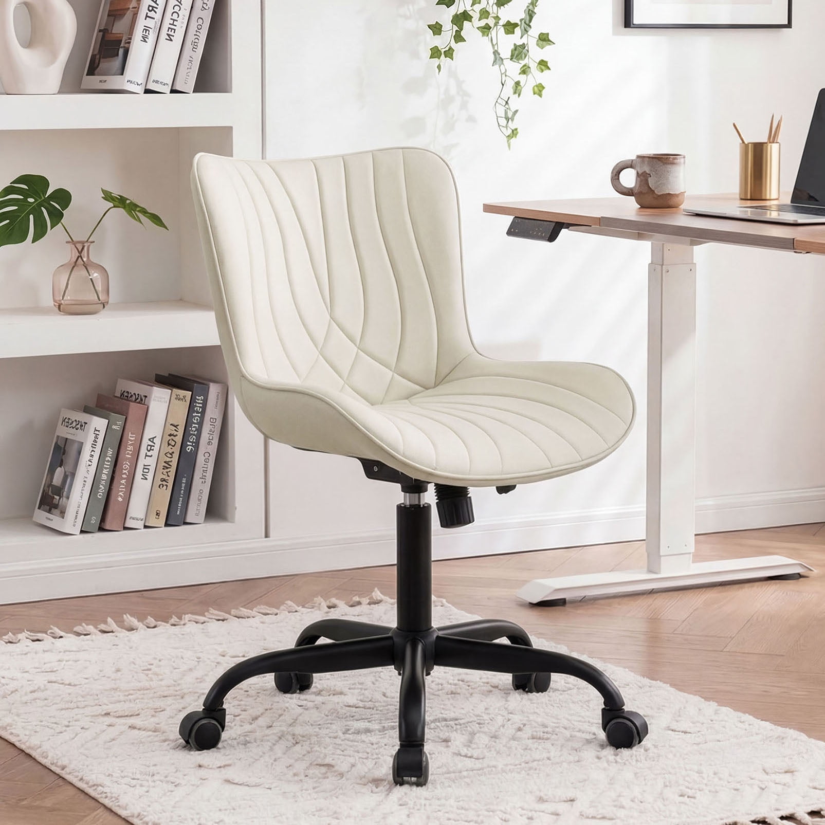 armless pu leather office chair product