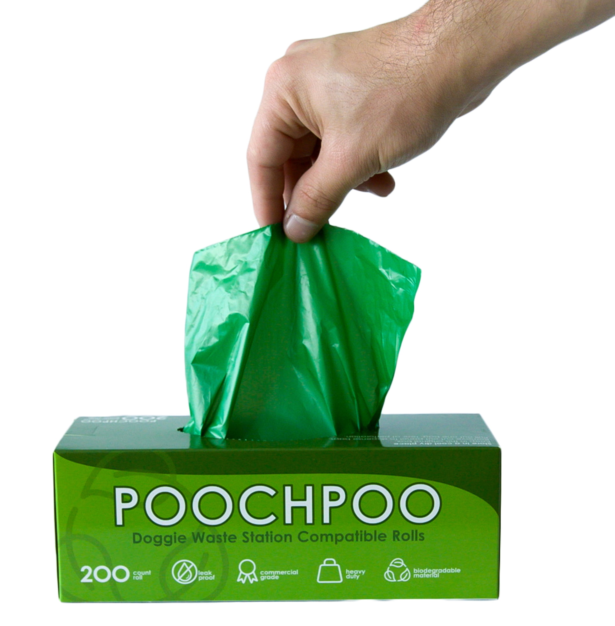 POOCHPOO Biodegradable Dog Waste Station Refill Bags Green - (10 rolls of 200 bags; 2000/Carton) - Pet Waste Disposal, Office, Park, Home, Dog Waste Station