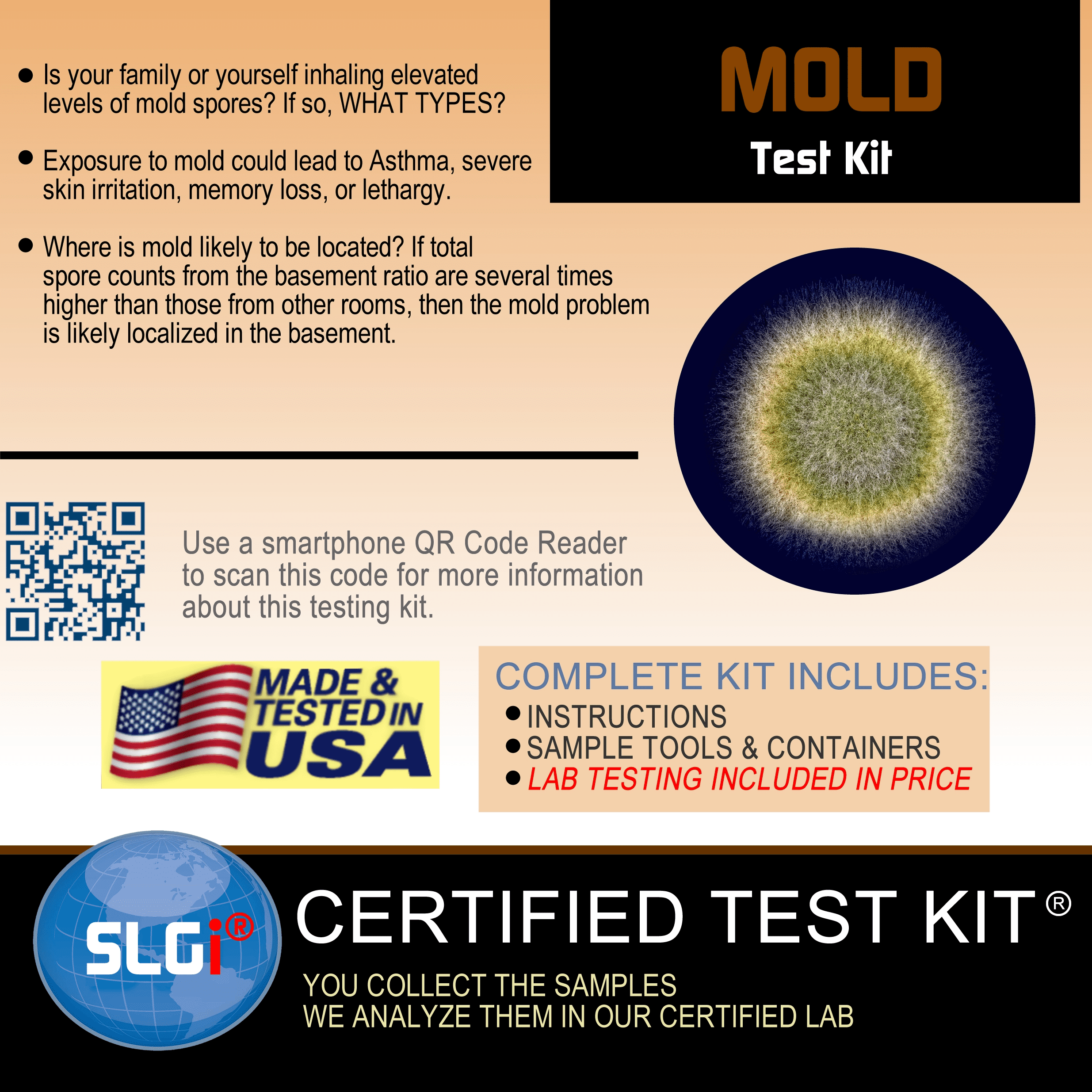 Air Mold Test Kit - 5 Simple Mold Detection Tests - Optional Lab Analysis -  Test HVAC System, Room Air, & Home Surfaces - Evviva Sciences
