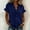 Dark Blue, variant on Ussuma Lotus Leaf Sleeve Solid Color Short Sleeve Summer Tops Linen Linen with Button Women's Blouses Comfortable Breathable Summer Fashion Club, Date Night & Vacation XL Black