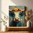 thumbnail image 6 of Whimsical Highland Cow Canvas Art, Rustic Farmhouse Decor, Funny Cow Bathroom Wall Art, 6 of 8