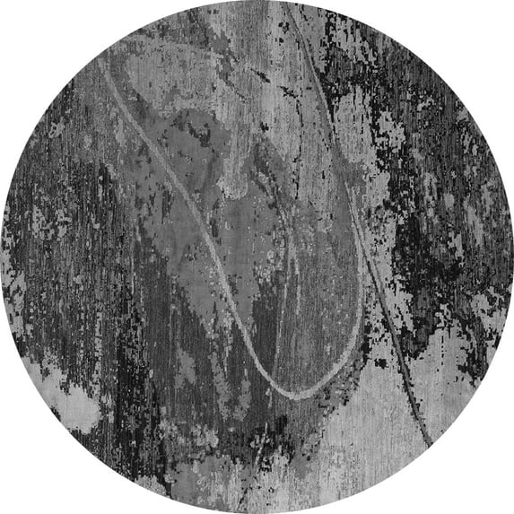 Ahgly Company Indoor Round Abstract Gray Modern Area Rugs, 6' Round