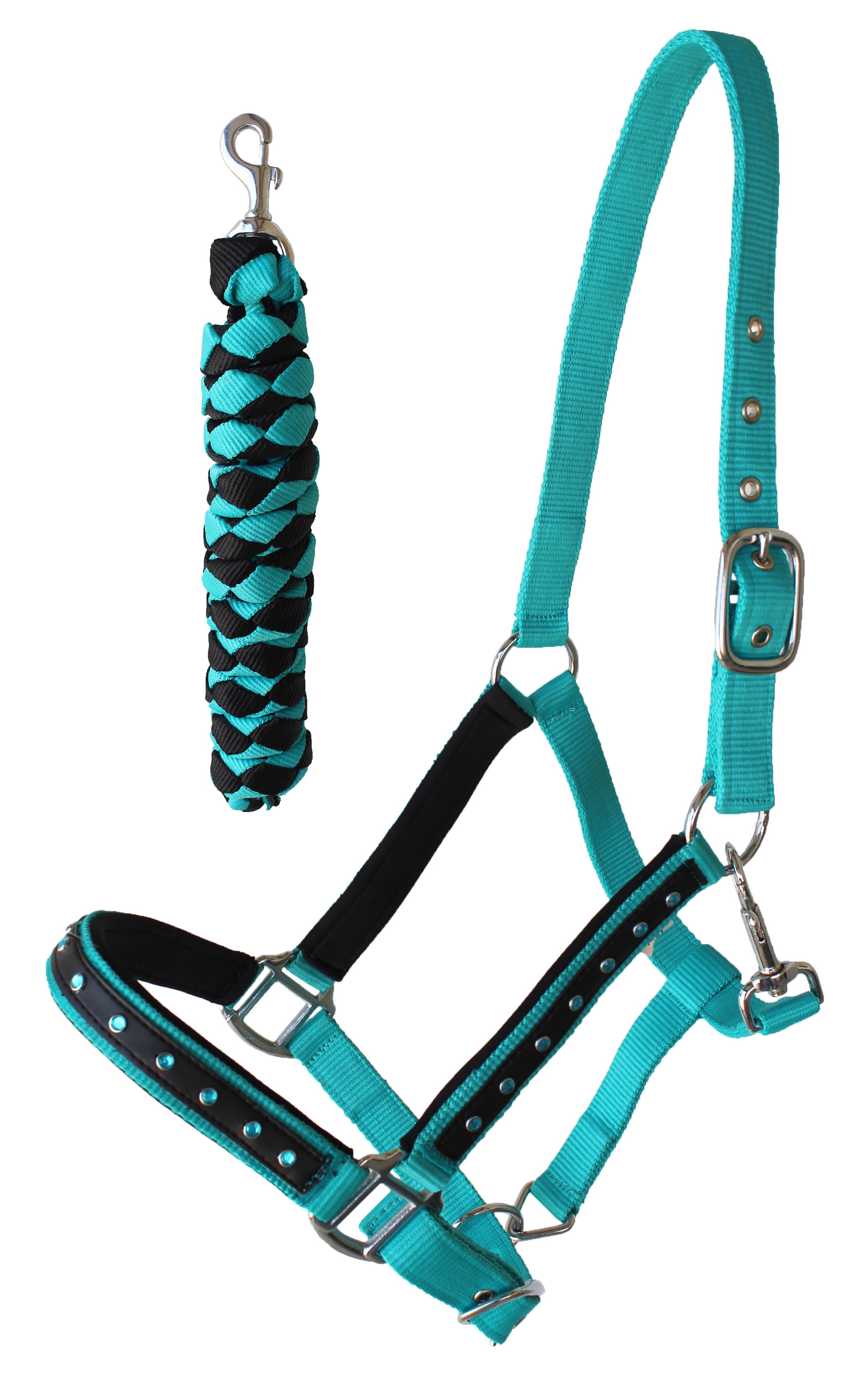 Nylon Horse HALTER Lead Rope Noseband Tack Teal Average Size 606122