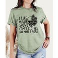thumbnail image 2 of Camiseta de manga corta para mujer, cuello redondo, moda elegante e informal, talla M, color verde oliva, con estampado negro, 2 of 6