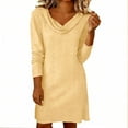 thumbnail image 1 of Floleo Robe Décontractée pour Femmes à Col Rond, Manches Longues, Col Plissé, Élégante, Confortable, pour la Maison, Douce, Extensible, Tenue Quotidienne, Relaxante, Ample, Tendance, Féminine, Polyvalente, Moderne (Jaune, G), 1 of 7