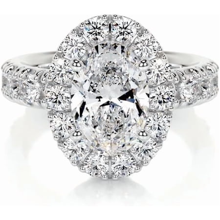 AOBOCO 4 carat (ctw) oval moissanite engagement ring for women, platinum-plated gold ring, moissanite ring
