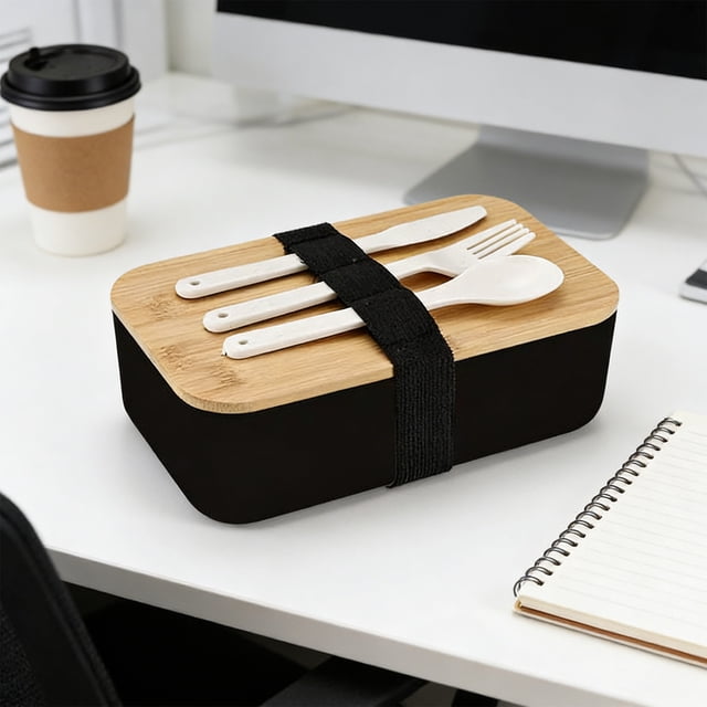 Openpig Japanese-Style Double-Layer Bamboos-Handled Lunch Box Compartmentalized Plastic Lunch Box For Office Workers And Students