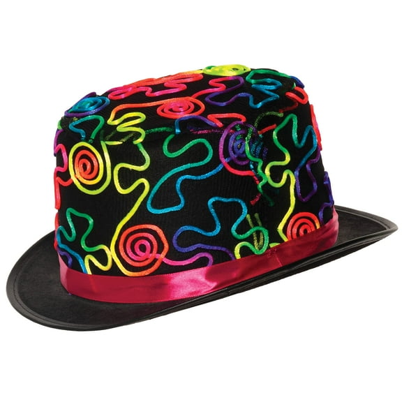 UNDERWRAPS Adult Psychedelic Black Hat - Halloween Costume Accessory, Mens & Womens Cosplay Hats, Halloween Party Hat, Movie Props