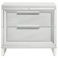 thumbnail image 2 of Mory Nightstand, 2 Drawers, Embossed Herringbone Pattern White, Chrome, 2 of 6