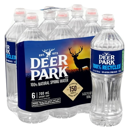 Deer Park Spring Water, Sport Cap, 23.7 fl oz, 6-Pack Plastic Bottles