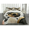 thumbnail image 3 of Ambesonne Modern Quilted Bedspread Set 3 Pcs, Mid Century Art Rounds Space, King Size, Pale Coffee Dark Grey, 3 of 4