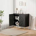 thumbnail image 2 of Tolead Modern Sideboard Buffet Cabinet with Flower Pattern, 6 Shelves, Black, 2 of 8