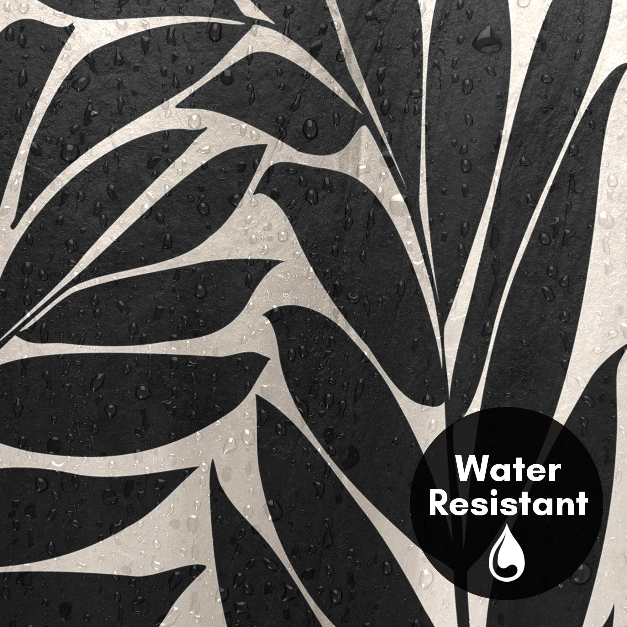 Americanflat 71" x 74" Shower Curtain, Black Seagrass Shapes by Modern Tropical