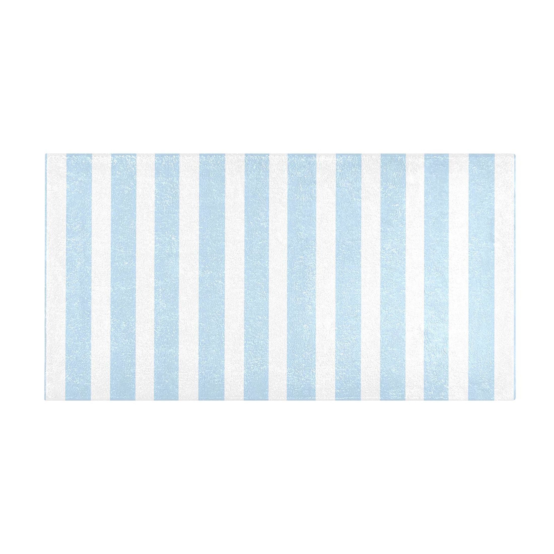 Dailycode Light Blue and White Stripes Bathroom Rugs Non Slip Absorbent Soft Plush Quick Dry Bath Mat, 39"x20"