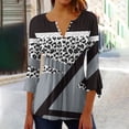 thumbnail image 2 of HAPIMO Women's Trendy Color Block Gradient Pullovers Summer Short Sleeve Tees V Neck Button Blouses Clearance Loose Tops Dressy Tunic Casual Workout Pleated Shirts Gray XXXL, 2 of 5
