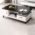thumbnail image 2 of EDB010 Table Basse Artisanale Texture Marbre Exquise - Noir (100 cm), 2 of 3