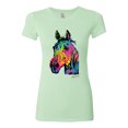 thumbnail image 2 of Wild Bobby, Neon Rainbow Horse Animal Lover Womens Slim Fit Junior Tee, Mint, Large, 2 of 3