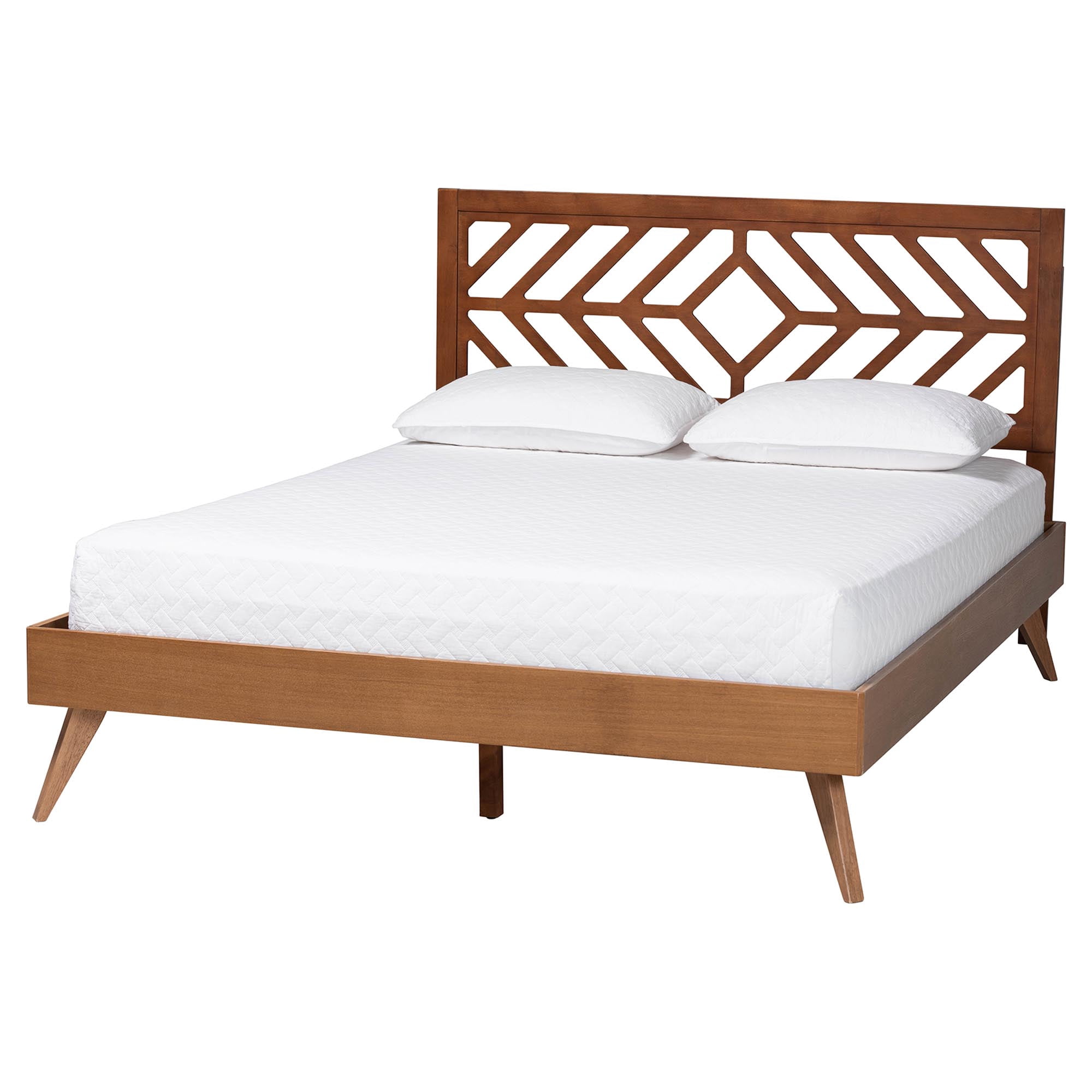 Baxton Studio Chinedu Modern Platform Bed, Queen, Ash Walnut